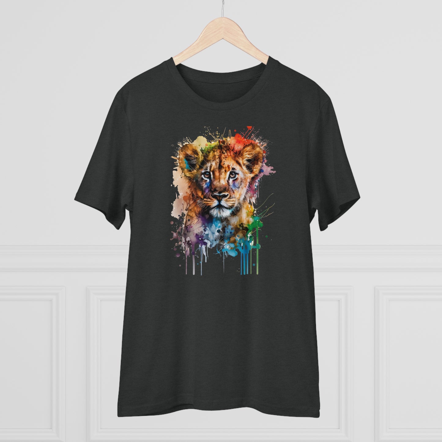 Cute Lion Cub in Watercolor Style Organic Unisex T-Shirt - Add Some Adorable and Eco-Friendly Style to Your Wardrobe