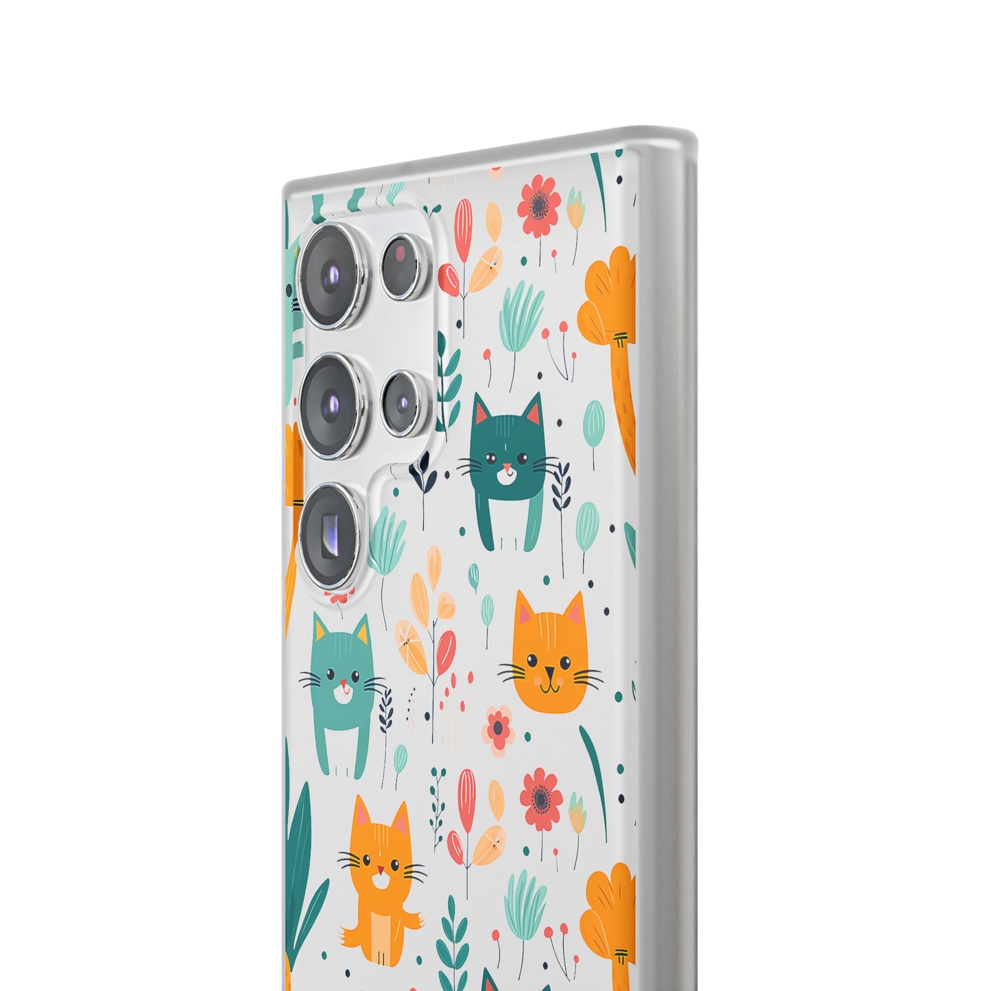 Cute Cats & Flowers Flexi and semi Transparent Phone Case