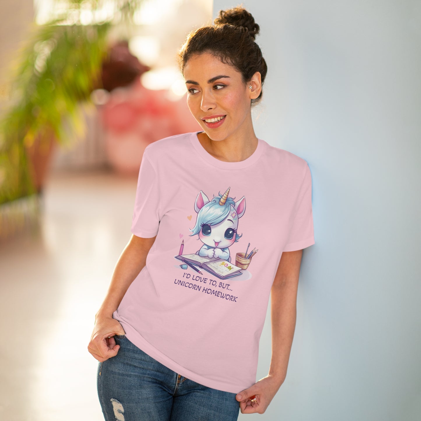 Cute Unicorn Homework T-Shirt - Unisex and Eco-Friendly Statement Tee