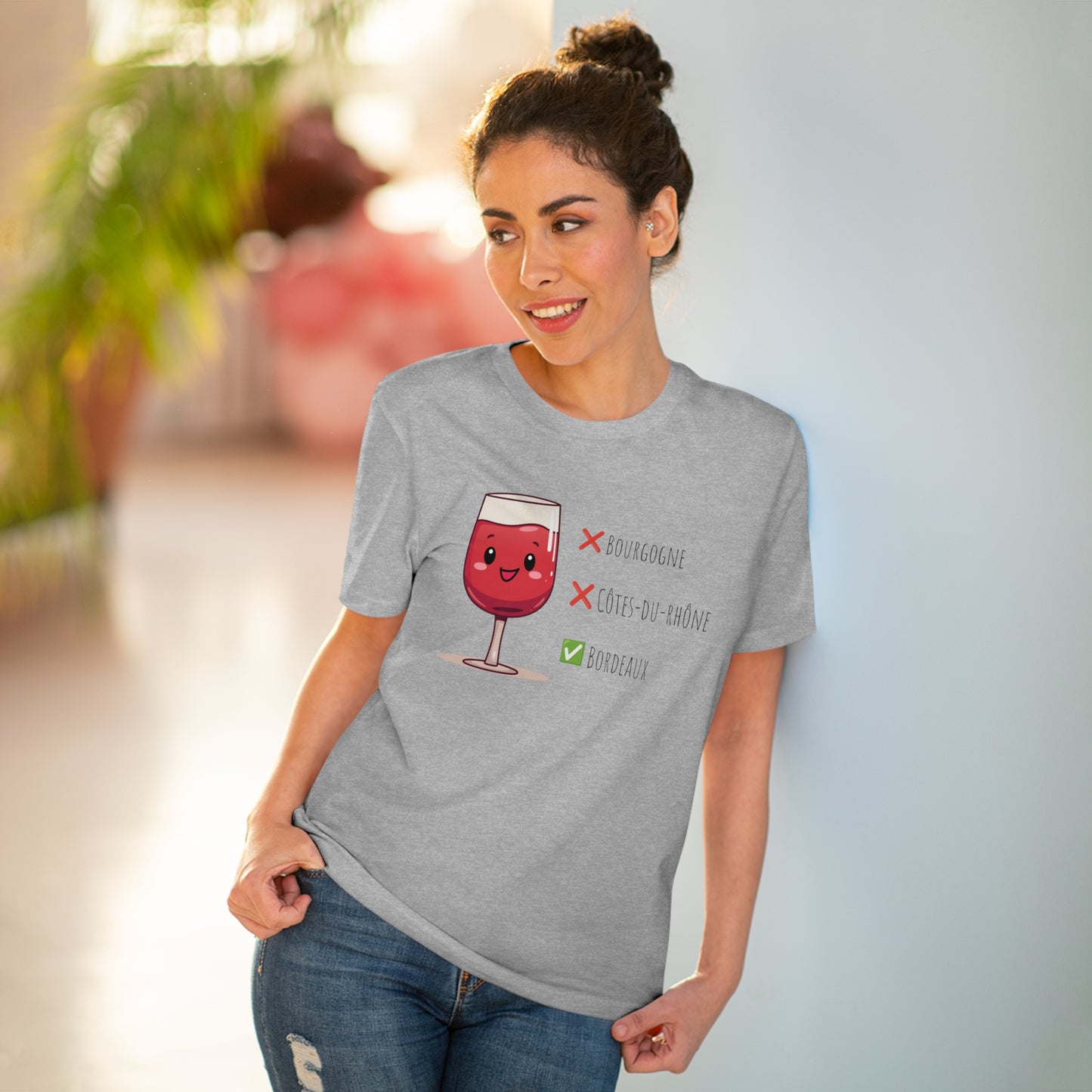 Eco-Friendly 'Bordeaux Wine Preferred' T-Shirt - Cute Red Wine Design, Unisex"