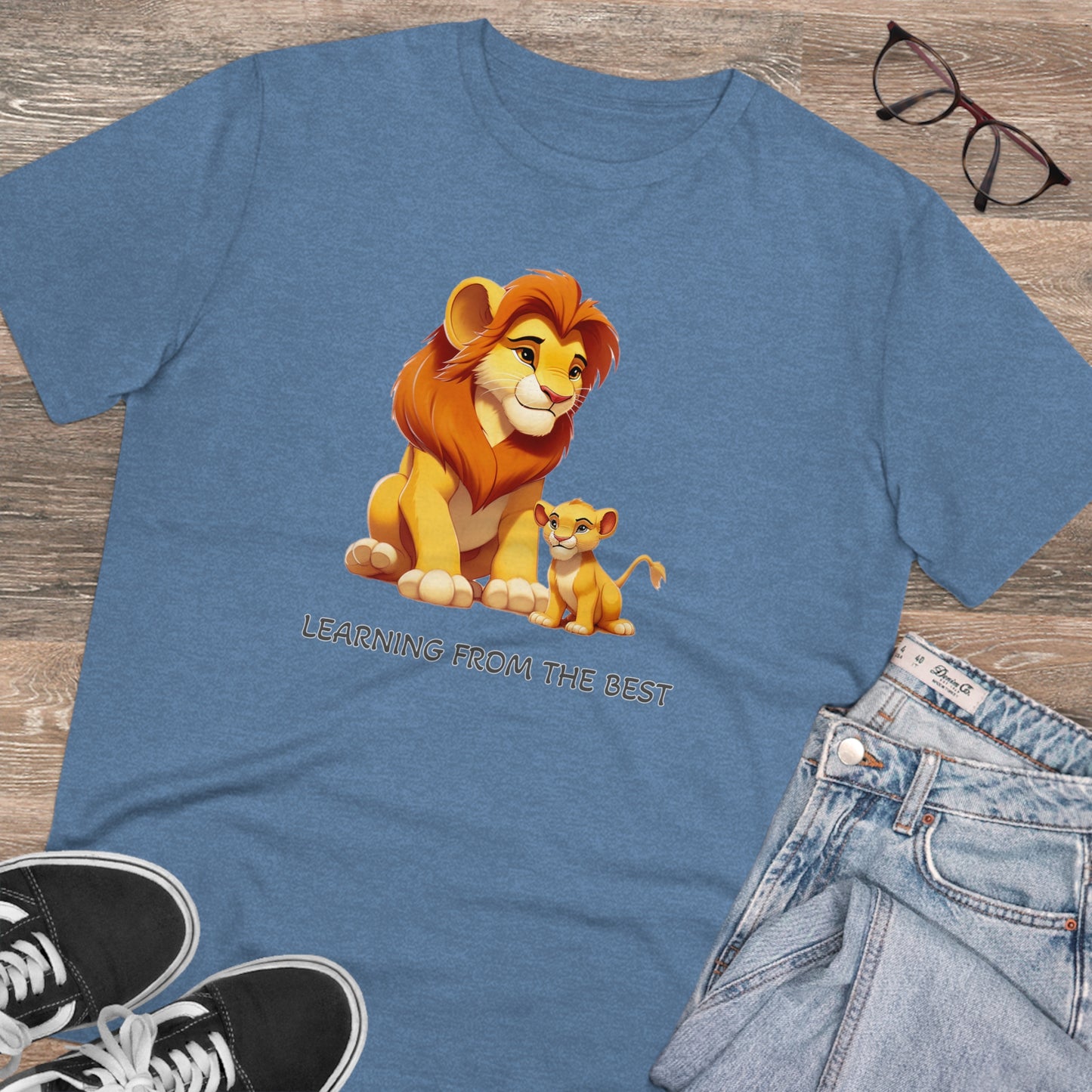 Learning from the Best - Father's Day T-Shirt - Celebrate the Bond with Mufasa and Simba in Eco-Friendly Style