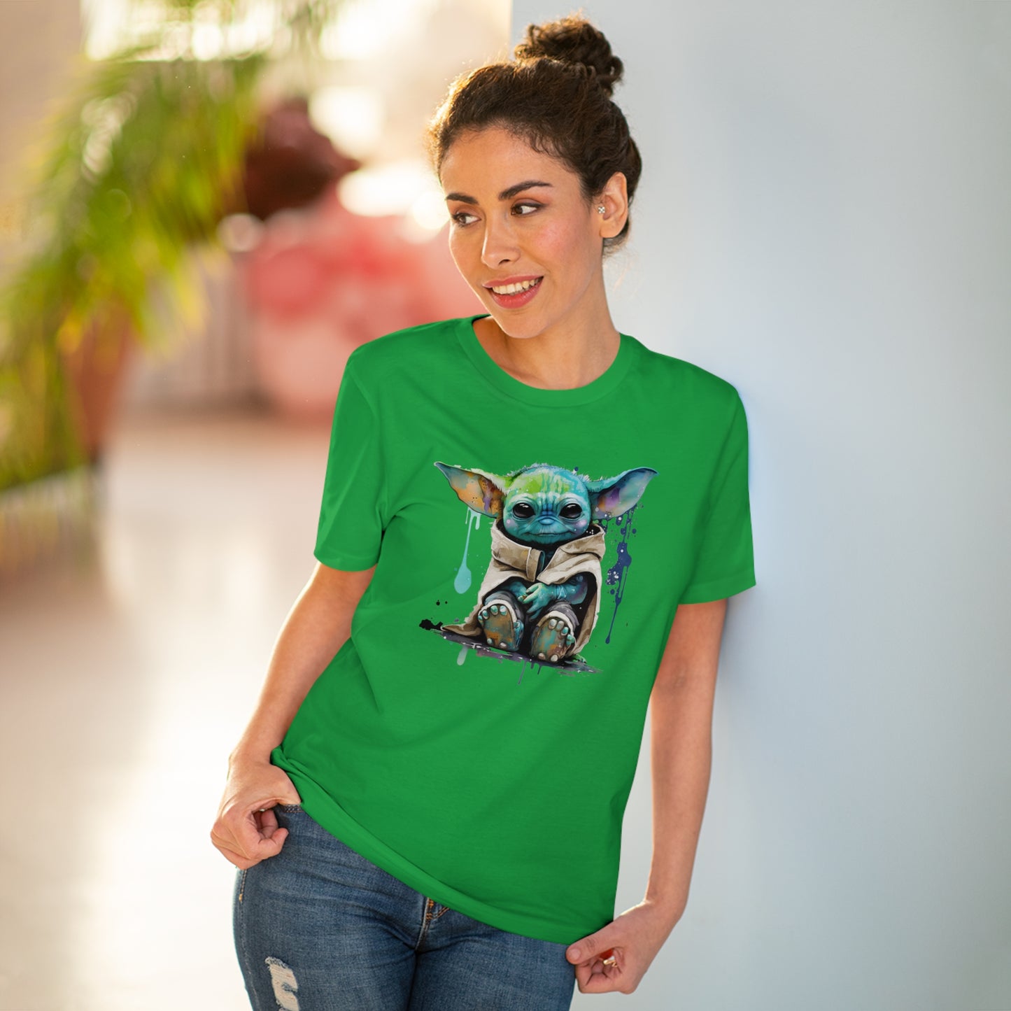 Baby Yoda in Watercolor Style Organic Unisex T-Shirt - Add Some Cute and Eco-Friendly Style to Your Wardrobe