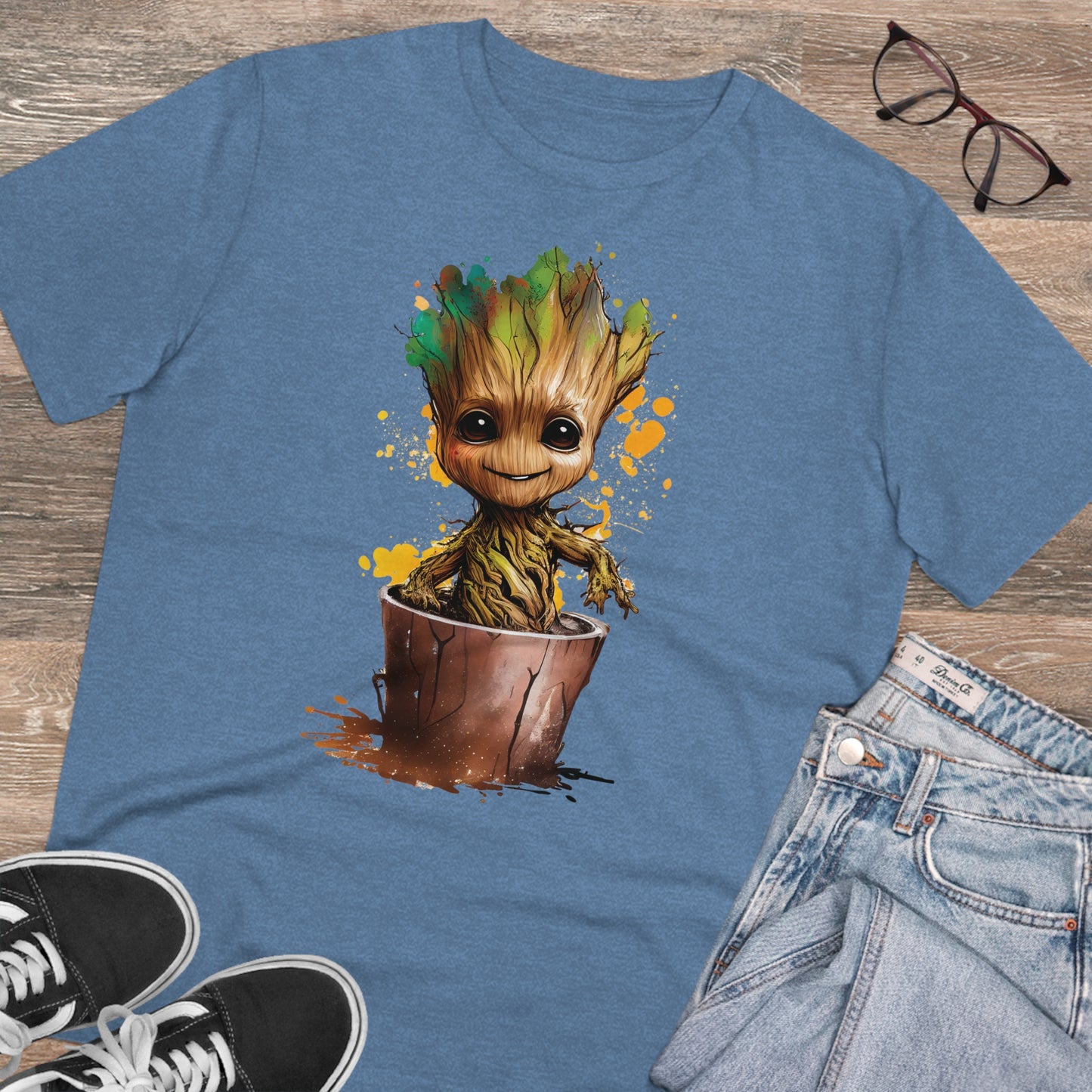 Eco-Friendly Baby Groot Watercolor Style Unisex T-Shirt - Add Some Fun and Sustainable Style to Your Wardrobe