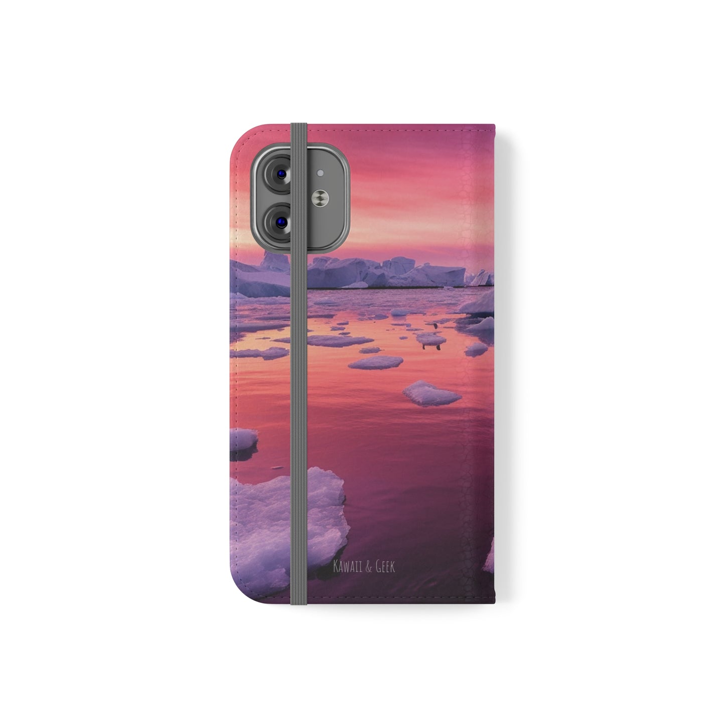 Pinky Arctic Landscape at Sunset Flip Phone Case - Capture the Serenity of Nature on Your Device