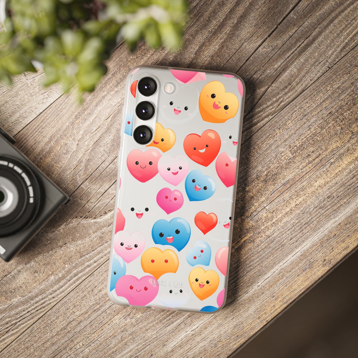 Kawaii Hearts Flexi Transparent Phone Case