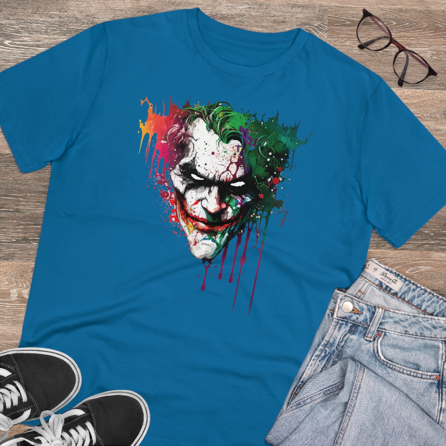 The Joker T-shirt in Watercolor Style, Unisex and Eco-Friendly - Make a Statement with Unique Artistic Design