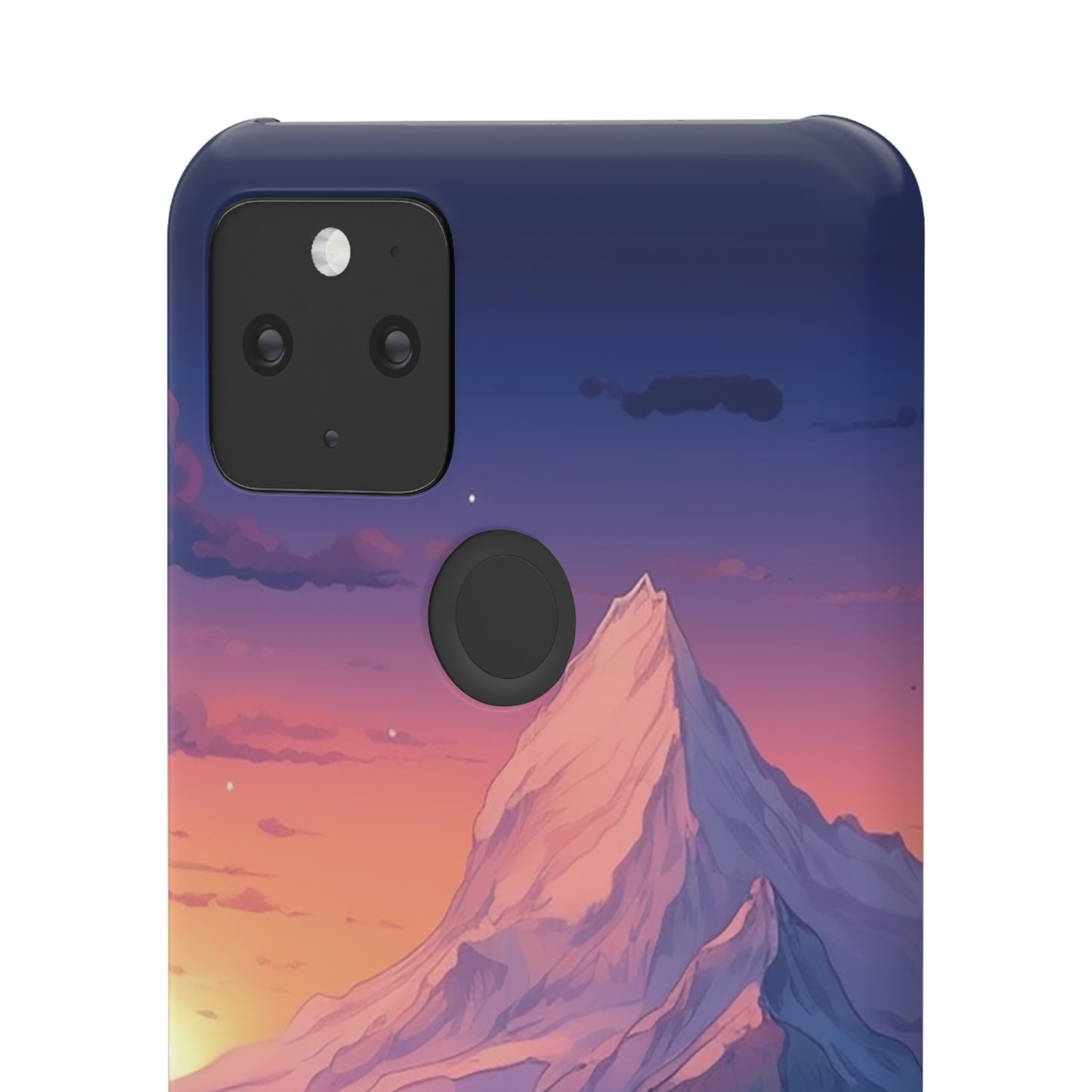 Snowy Mountain Landscape Sunset Phone Case - Discover Serenity with a Charming Mountain Village