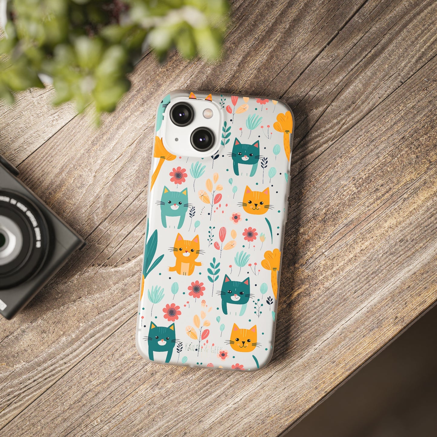 Cute Cats & Flowers Flexi and semi Transparent Phone Case