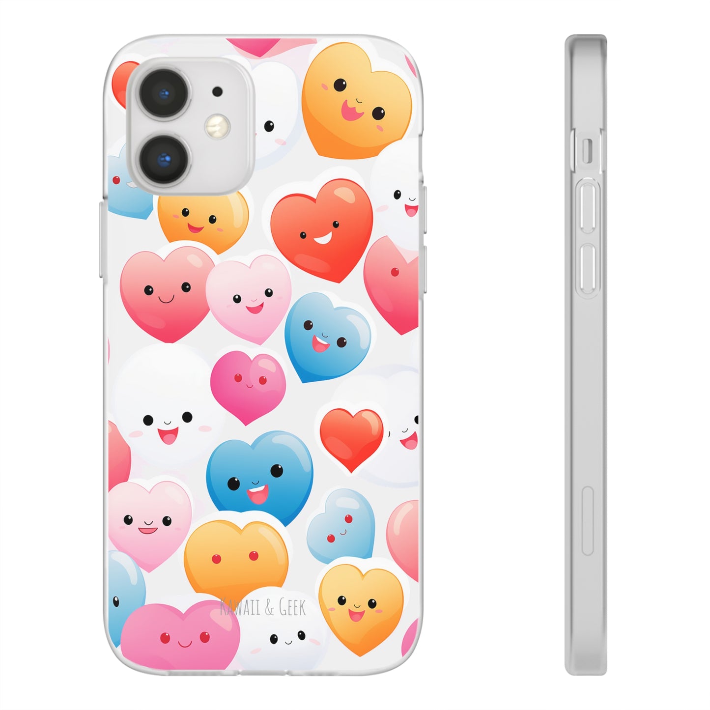 Kawaii Hearts Flexi Transparent Phone Case