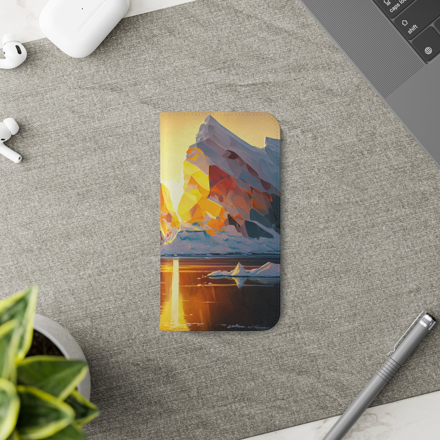 Arctic Landscape and Iceberg at Sunset Flip Phone Case - Capture the Serenity of Nature on Your Device