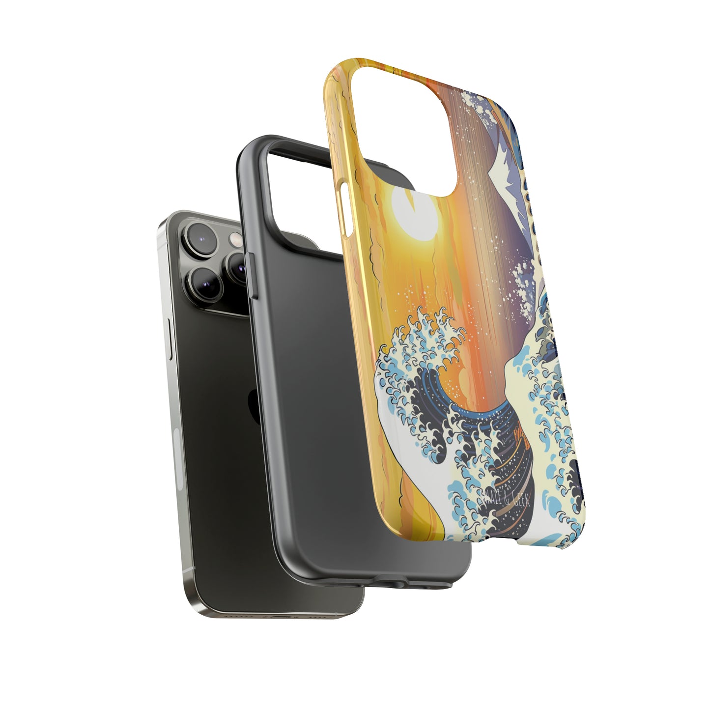 Sunset Big Wave tough Phone Case - Embrace the Majestic Hokusai Style in Your Hands