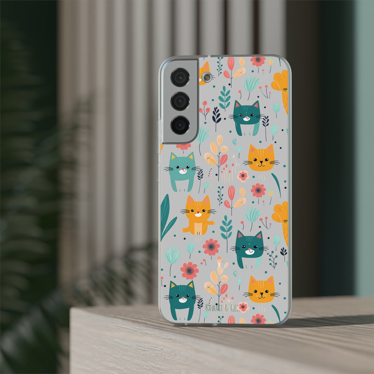 Cute Cats & Flowers Flexi and semi Transparent Phone Case