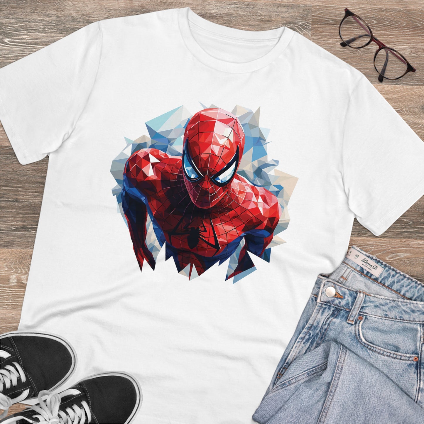 Spider-Man Polygonal Geometric T-Shirt - Swing into Stylish Adventure