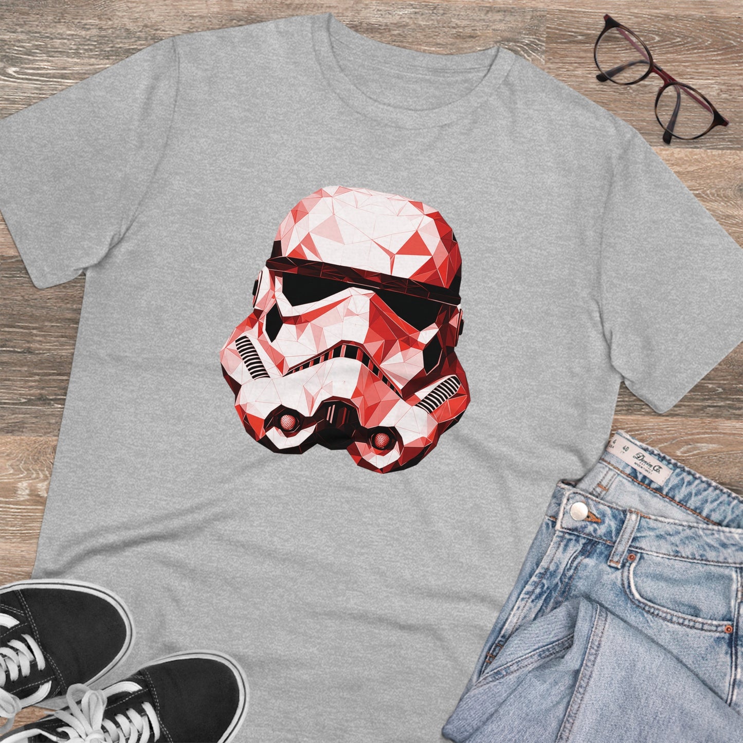 Stormtrooper Polygonal T-Shirt - Red Edition - Embrace Galactic Precision - Star Wars