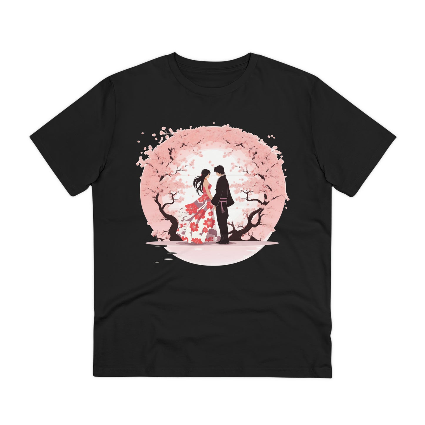 Cherry Blossom Romance T-shirt - Japanese Couple Design - Valentine's Day Special