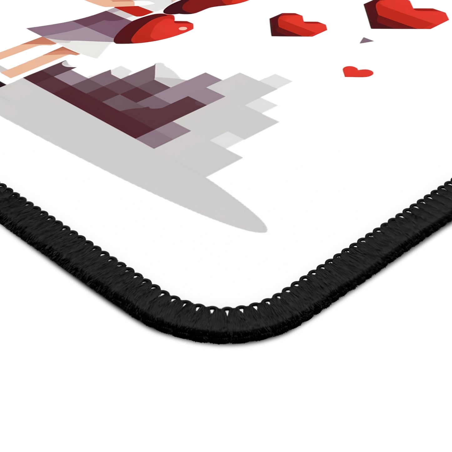 Pixel Heart Couple Gaming Pad - Cute Retro Love Mat