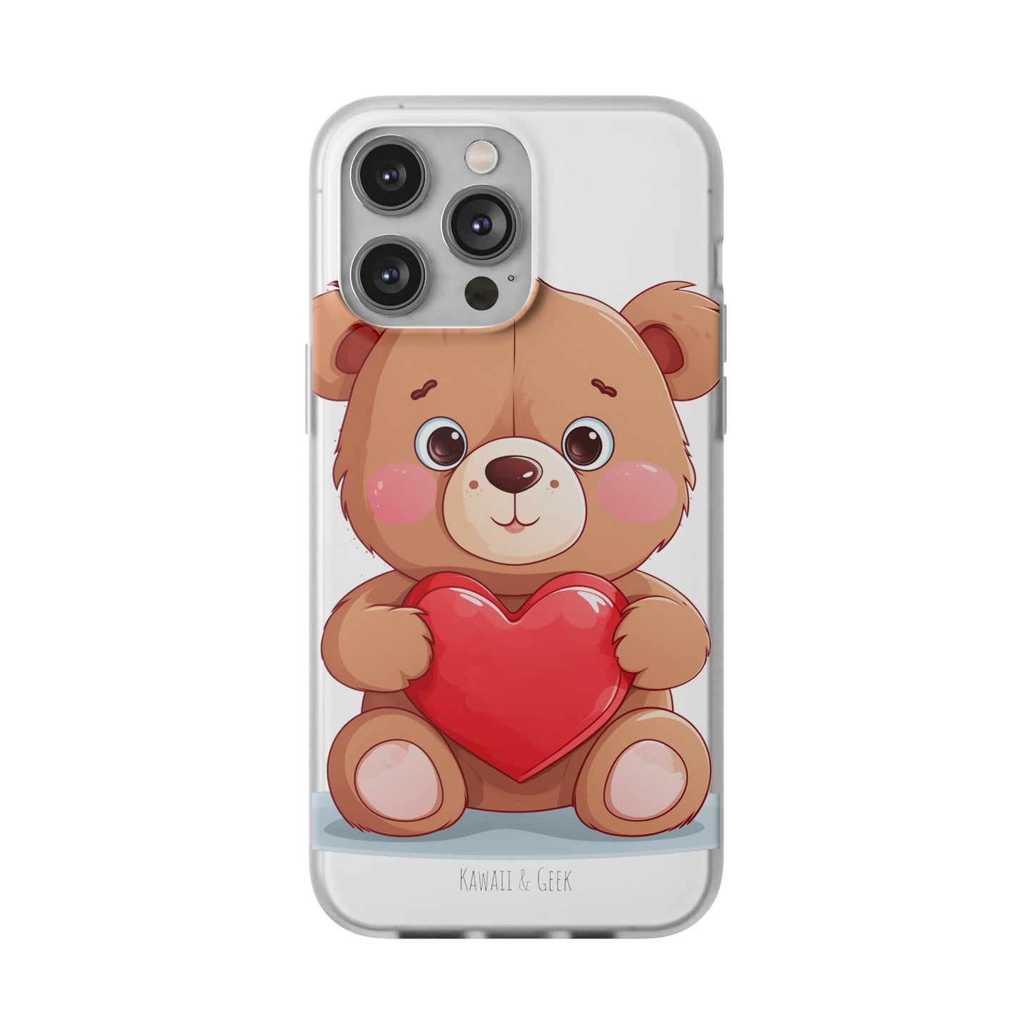 Teddy Bear Heart Phone Case - Flexi & Semi-Transparent - Valentine's Day