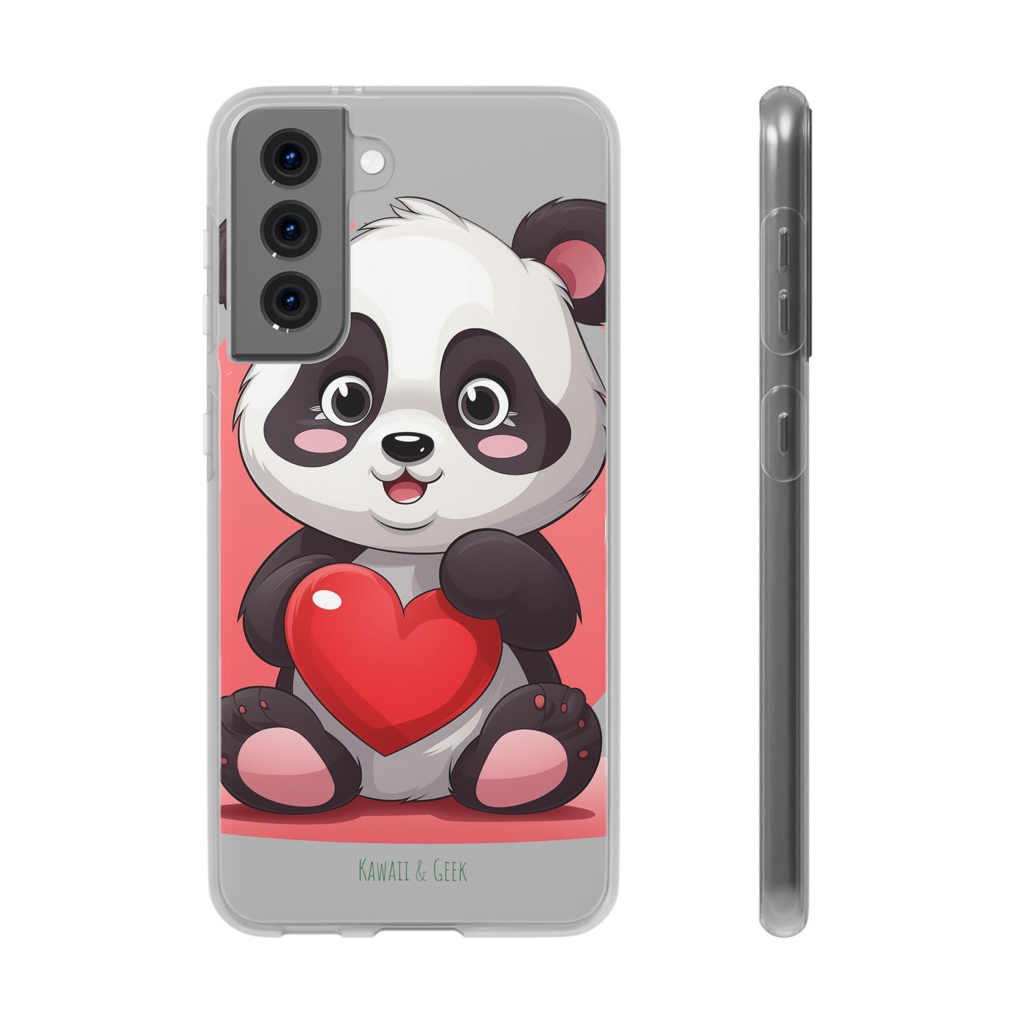 Valentine's Panda Heart Phone Case - Flexi & Semi-Transparent