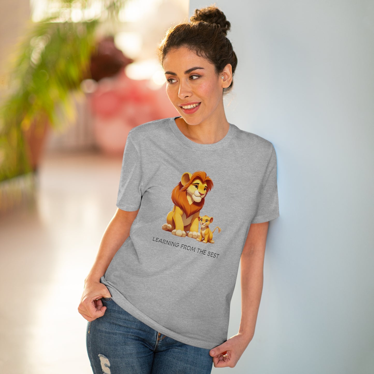 Learning from the Best - Father's Day T-Shirt - Celebrate the Bond with Mufasa and Simba in Eco-Friendly Style