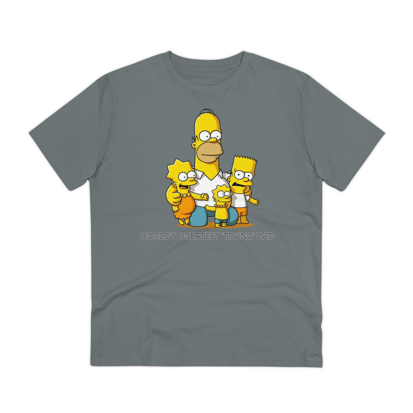 World's Greatest Trying Dad - Unisex Eco-Friendly T-Shirt - Celebrate Father's Day with Cute Homer Simpson and His Kids