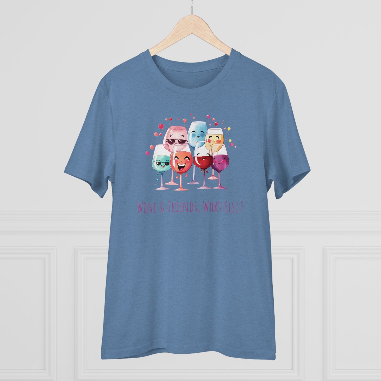 Eco-Friendly 'Wine & Friends' T-Shirt - Kawaii Wine Glasses, Unisex