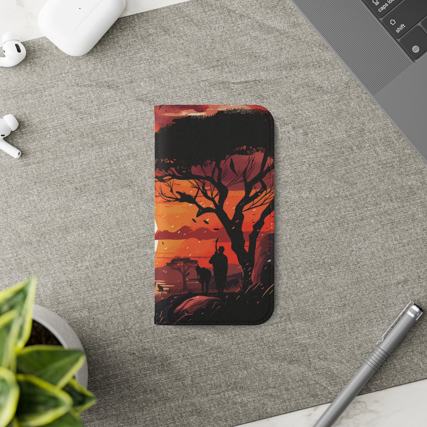 African Landscape Sunset Flip Phone Case - Capture the Serenity of the Savanna on Your Device