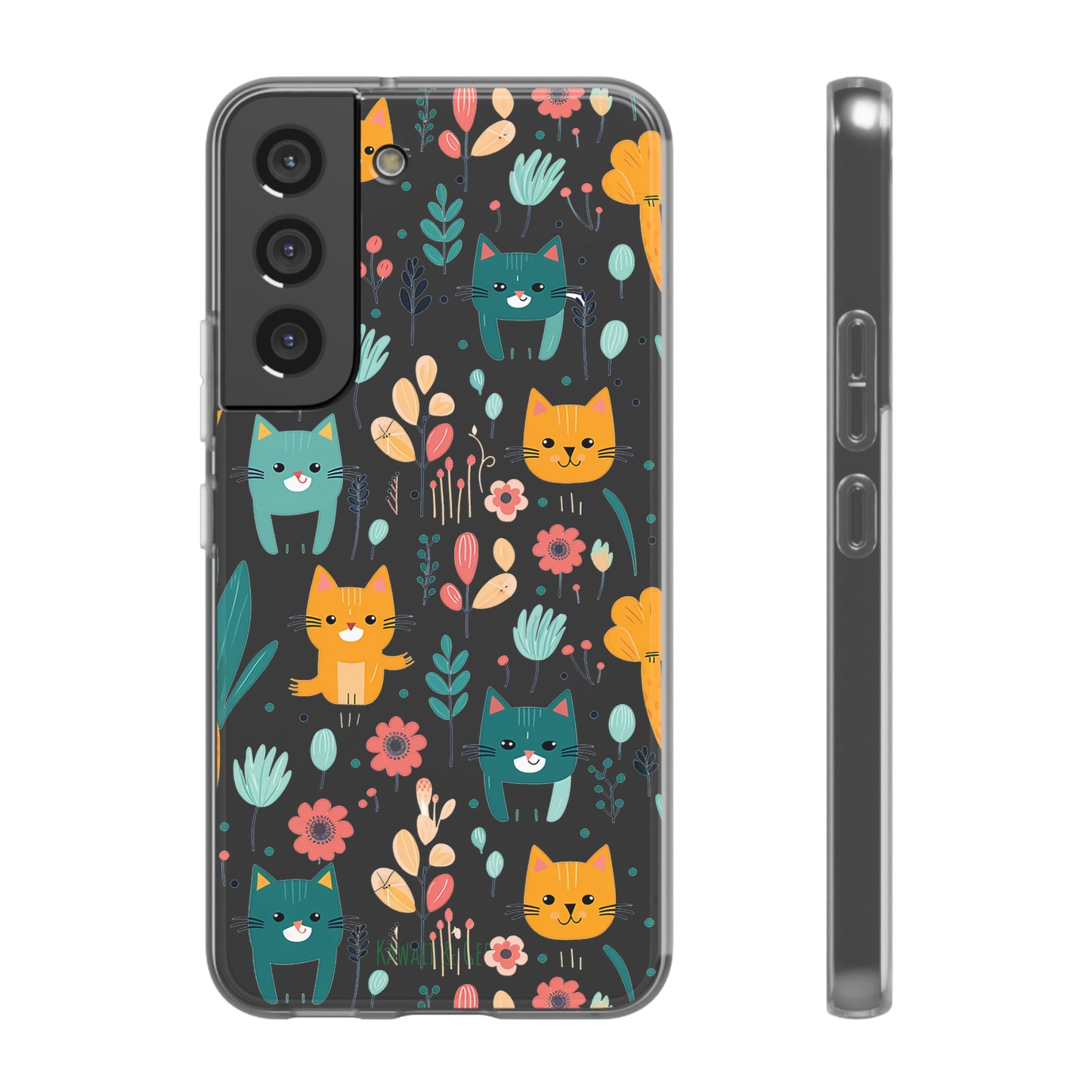 Cute Cats & Flowers Flexi and semi Transparent Phone Case