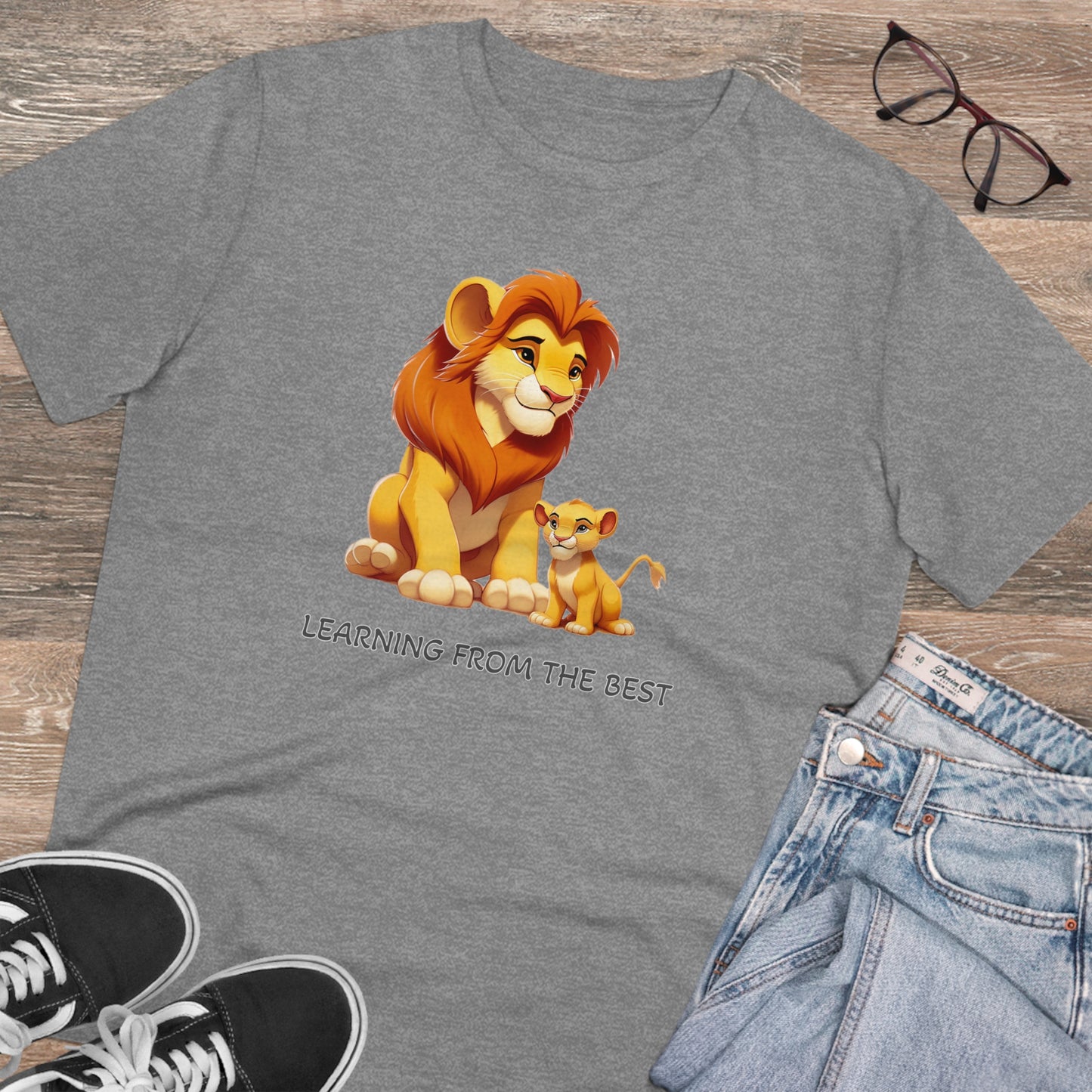 Learning from the Best - Father's Day T-Shirt - Celebrate the Bond with Mufasa and Simba in Eco-Friendly Style