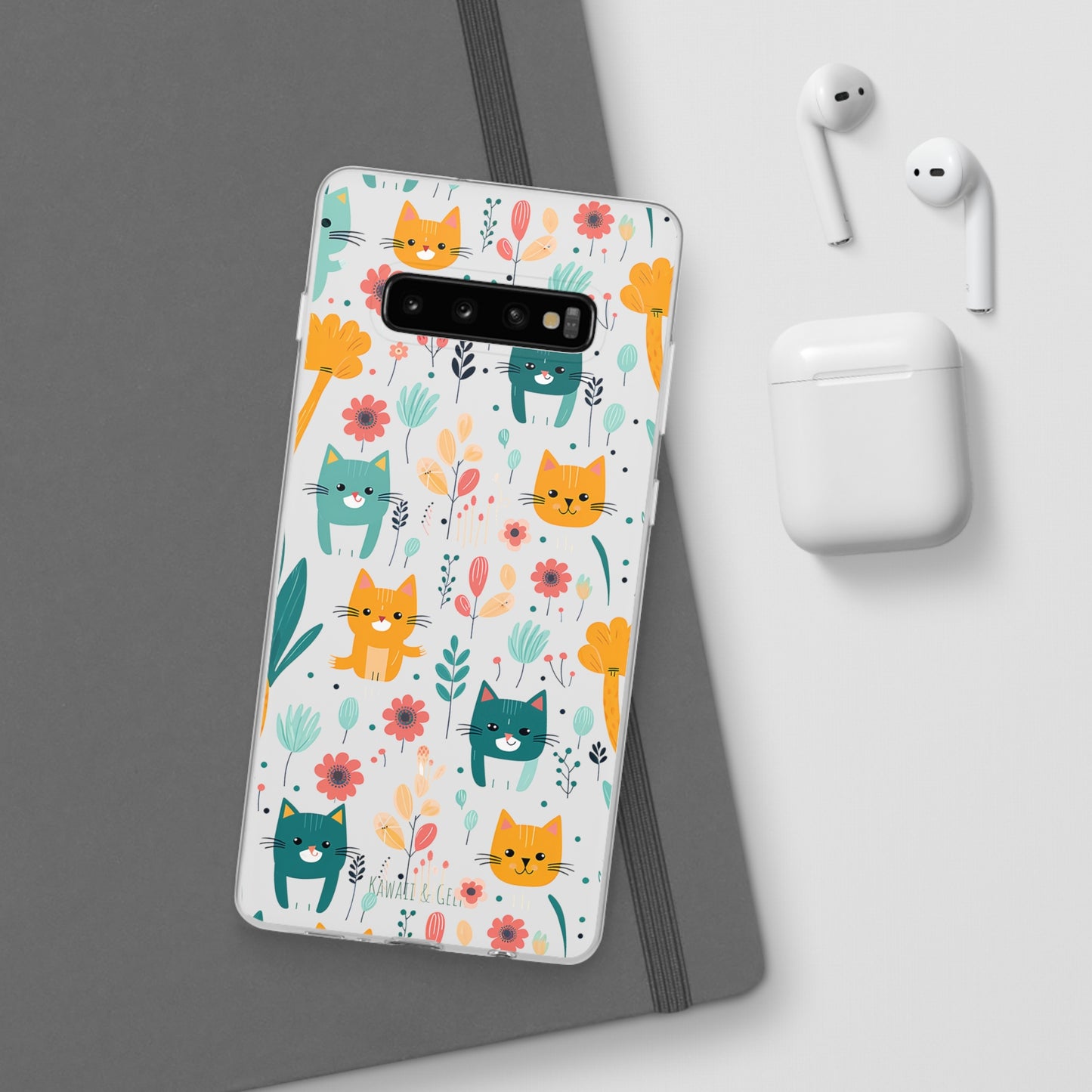 Cute Cats & Flowers Flexi and semi Transparent Phone Case