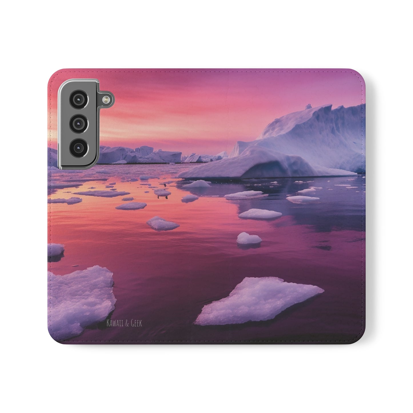 Pinky Arctic Landscape at Sunset Flip Phone Case - Capture the Serenity of Nature on Your Device