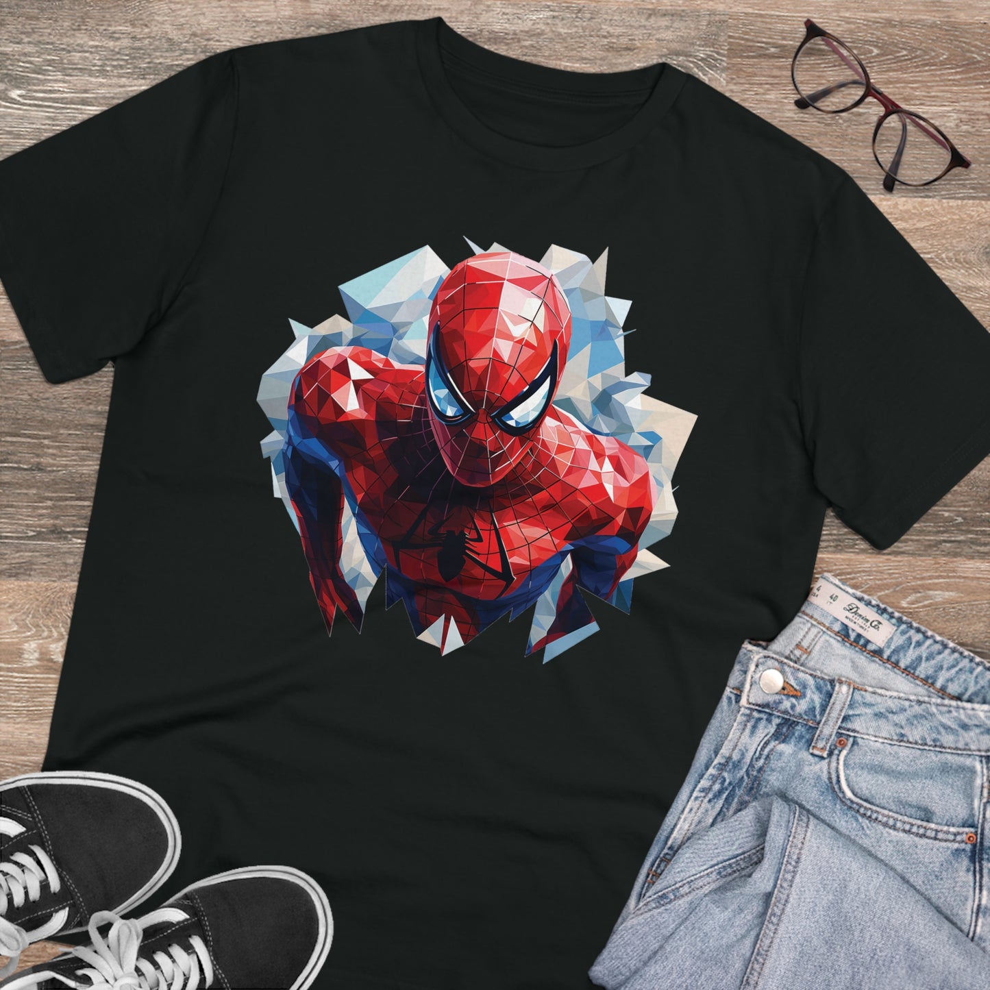 Spider-Man Polygonal Geometric T-Shirt - Swing into Stylish Adventure