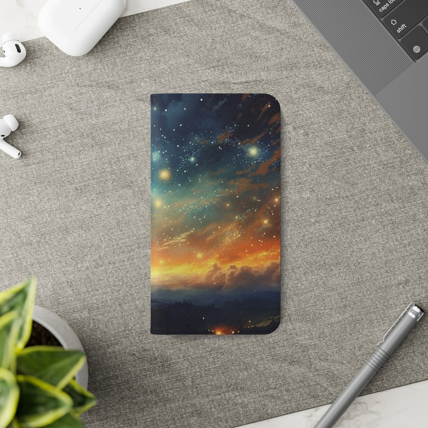 Wonderful Starry Night Flip Phone Case - Embrace the Beauty of the Night Sky