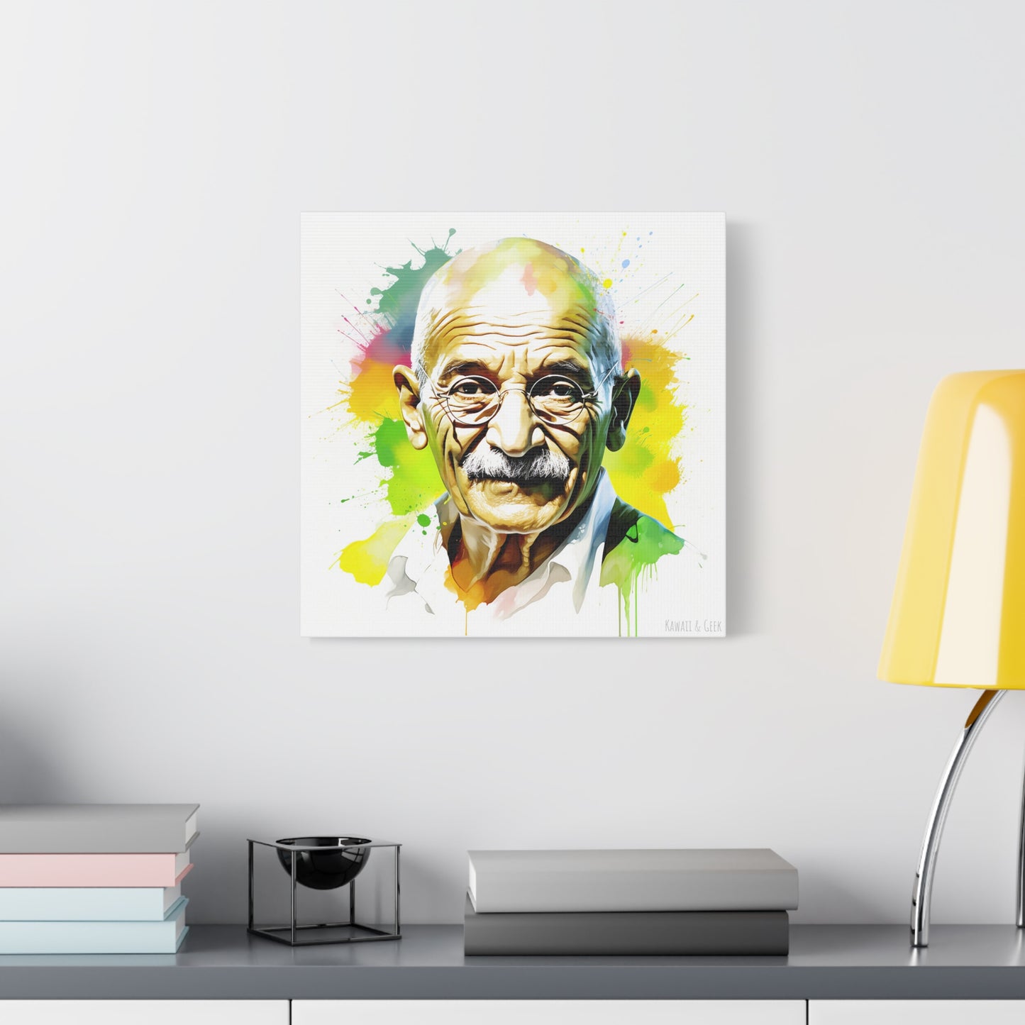 Gandhi Watercolor Tribute Cotton Canvas