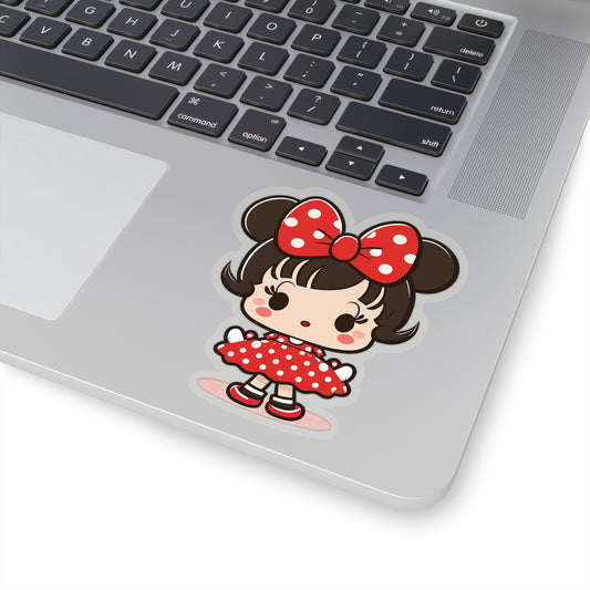 Kawaii Little Girl with Minnie Style Sticker - Add Some Cute and Adorable Style to Your Tech