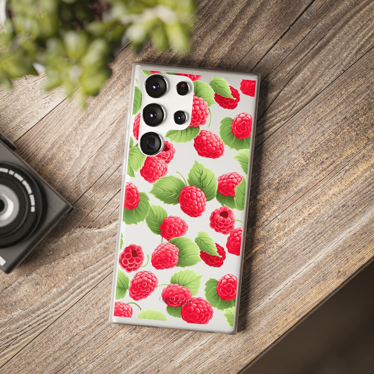 Raspberry Delight: Transparent Flexi Phone Case