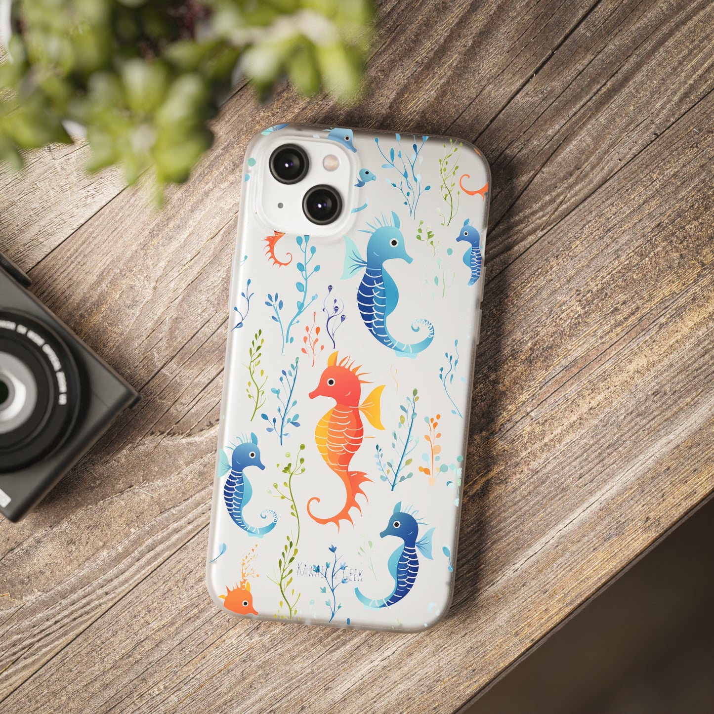 Underwater Seahorse Flexi Transparent phone Case : Dive into Cuteness!