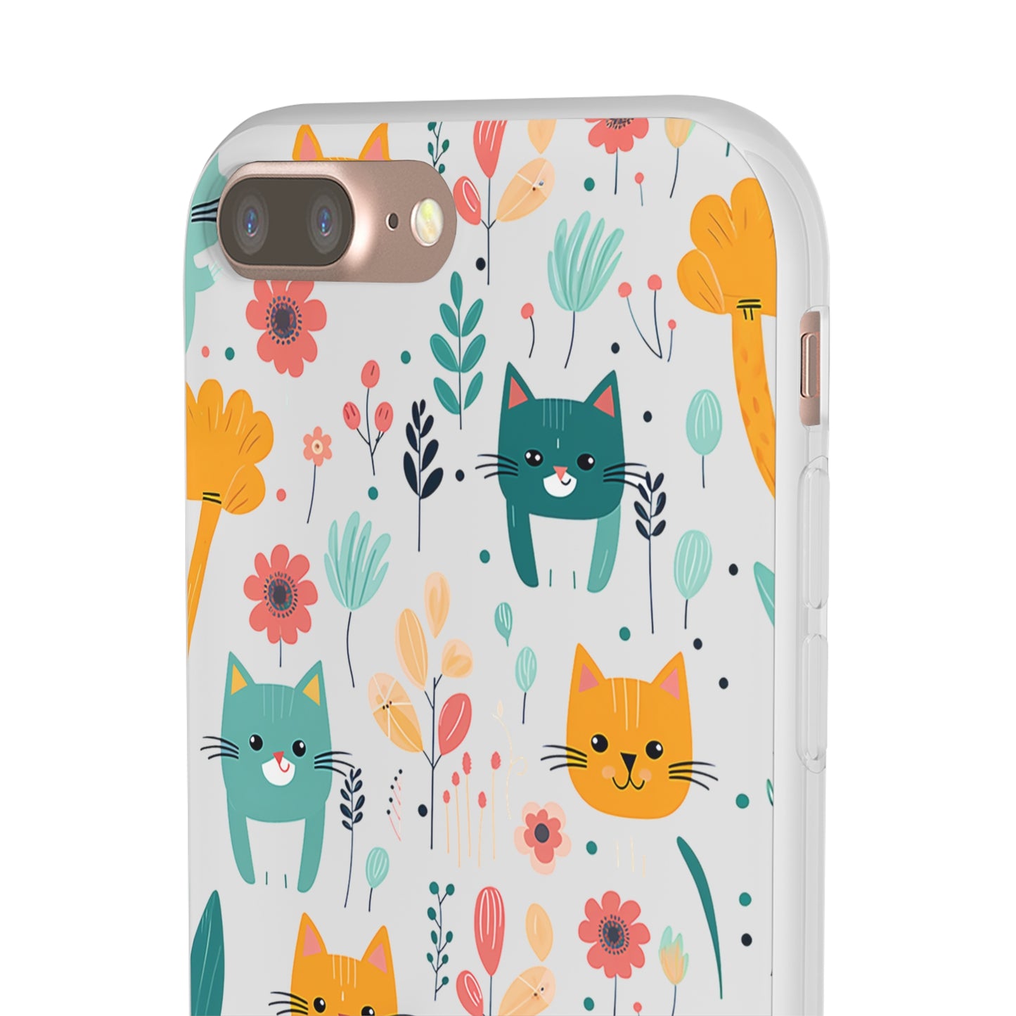 Cute Cats & Flowers Flexi and semi Transparent Phone Case