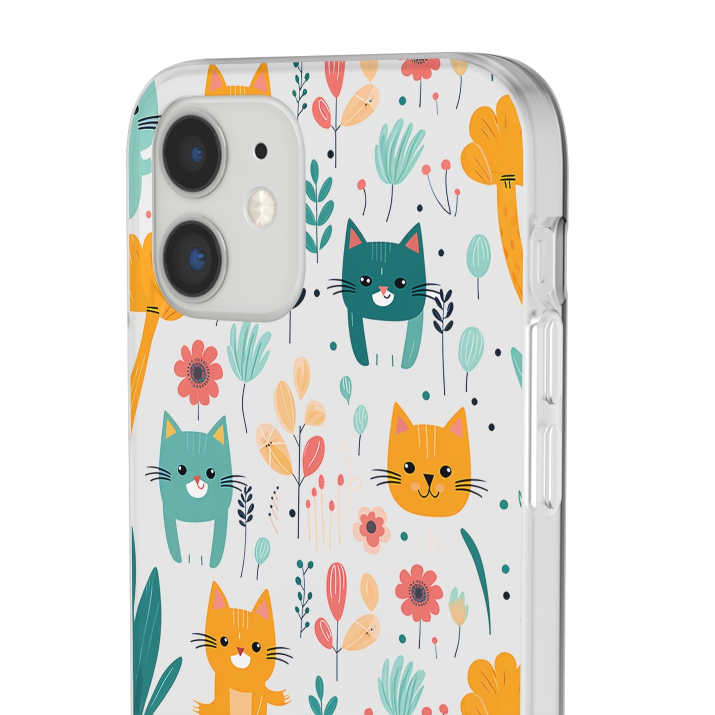 Cute Cats & Flowers Flexi and semi Transparent Phone Case