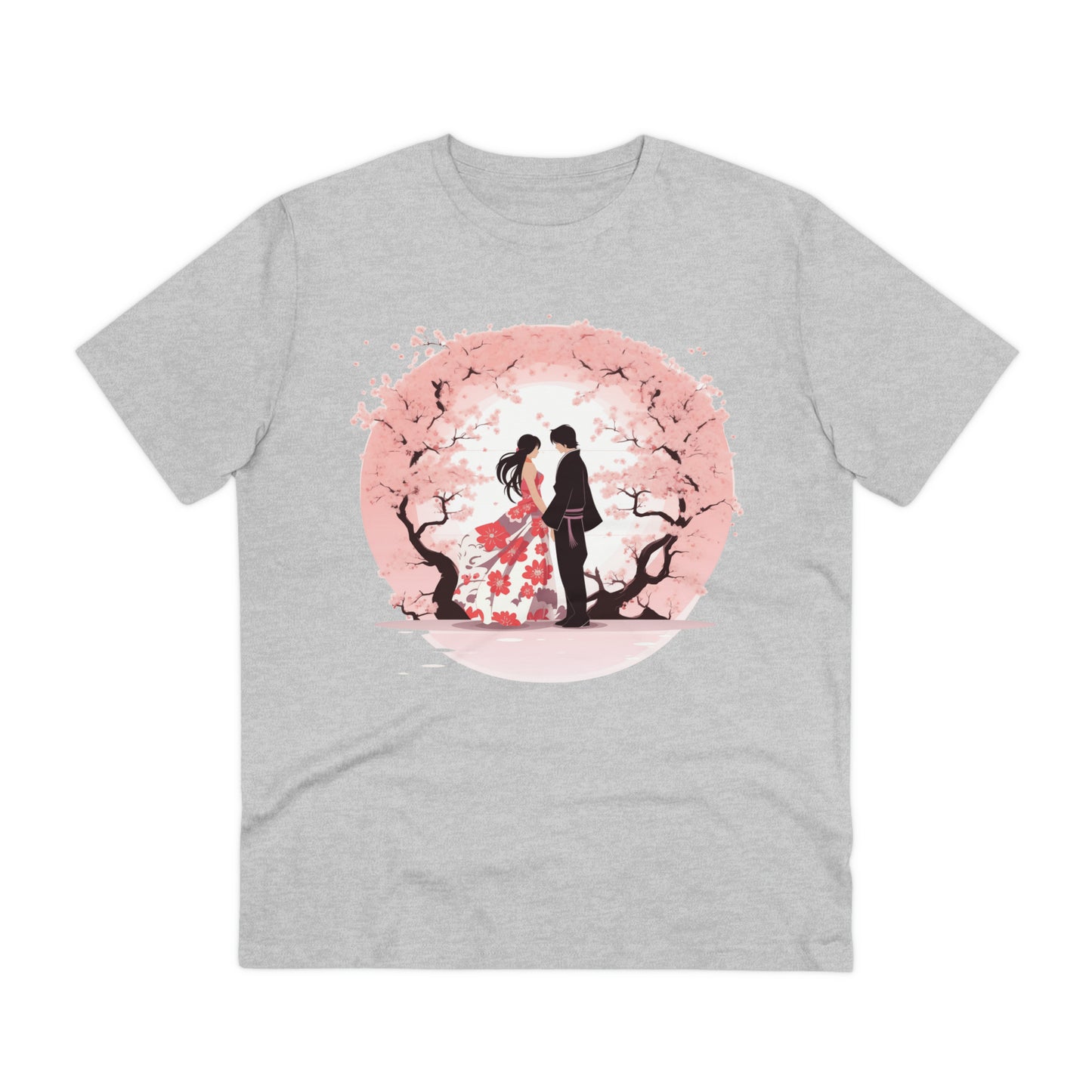 Cherry Blossom Romance T-shirt - Japanese Couple Design - Valentine's Day Special