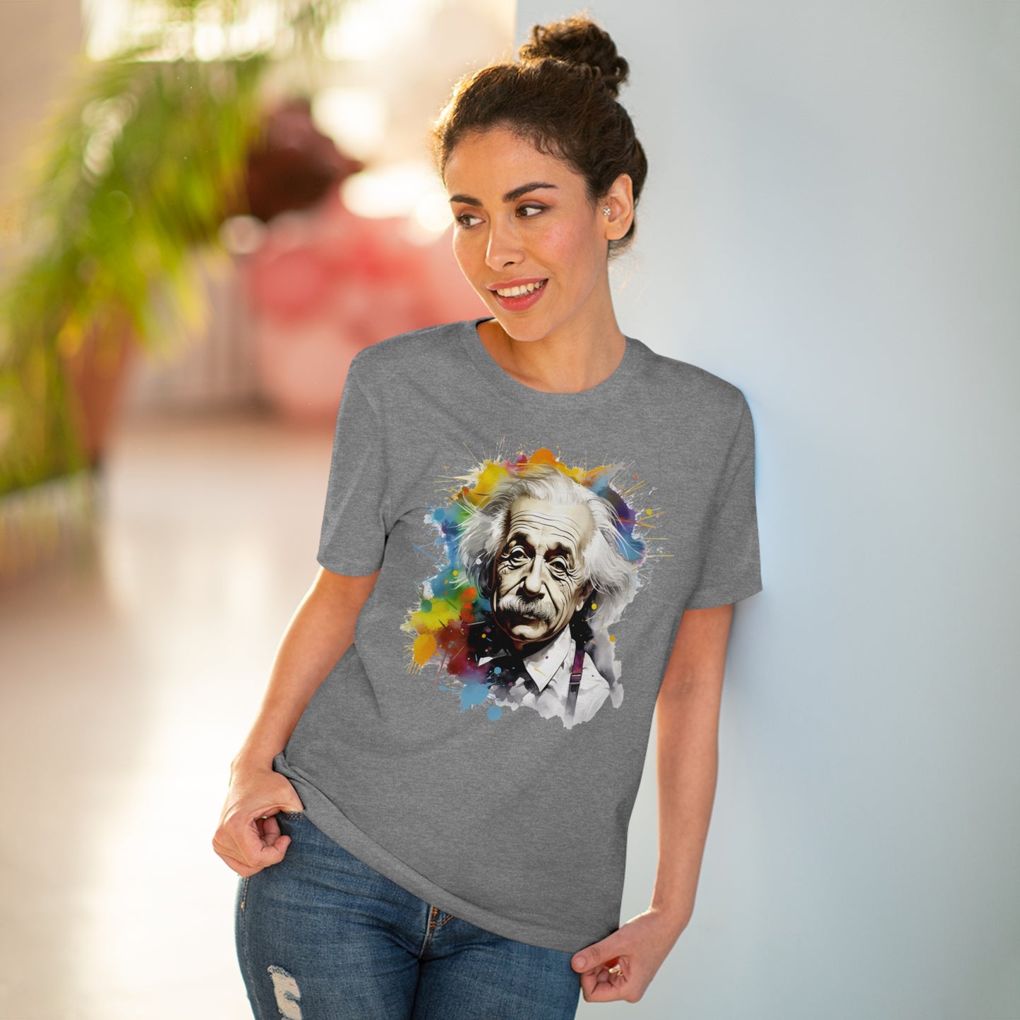 Albert Einstein Eco-friendly T-shirt : Watercolor Essence