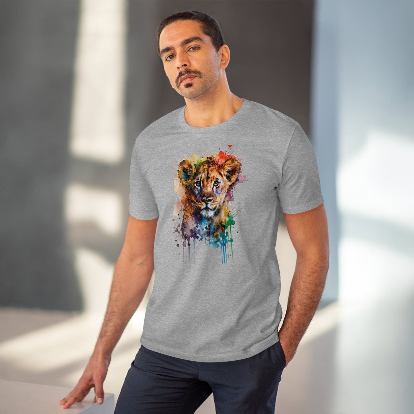 Cute Lion Cub in Watercolor Style Organic Unisex T-Shirt - Add Some Adorable and Eco-Friendly Style to Your Wardrobe