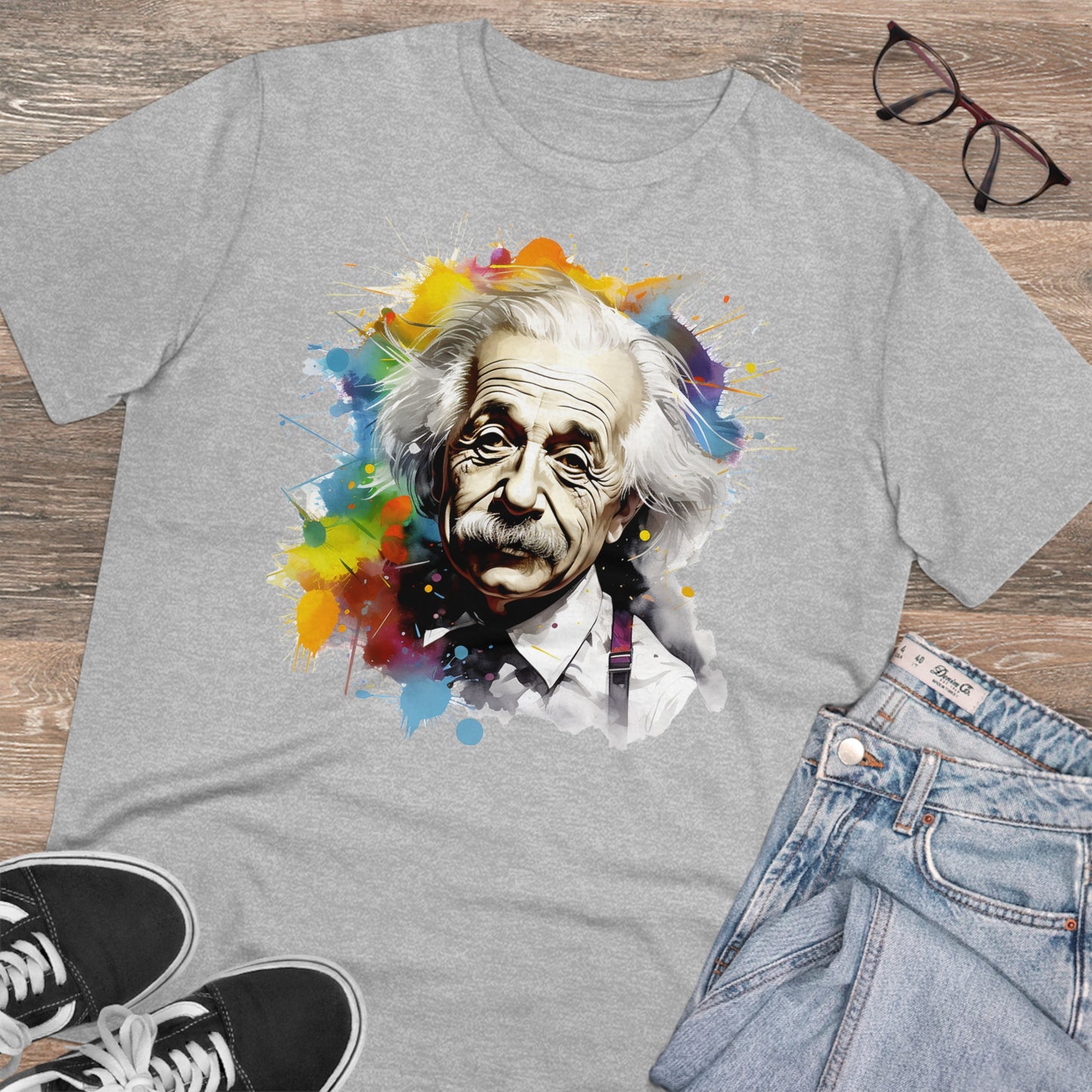 Albert Einstein Eco-friendly T-shirt : Watercolor Essence