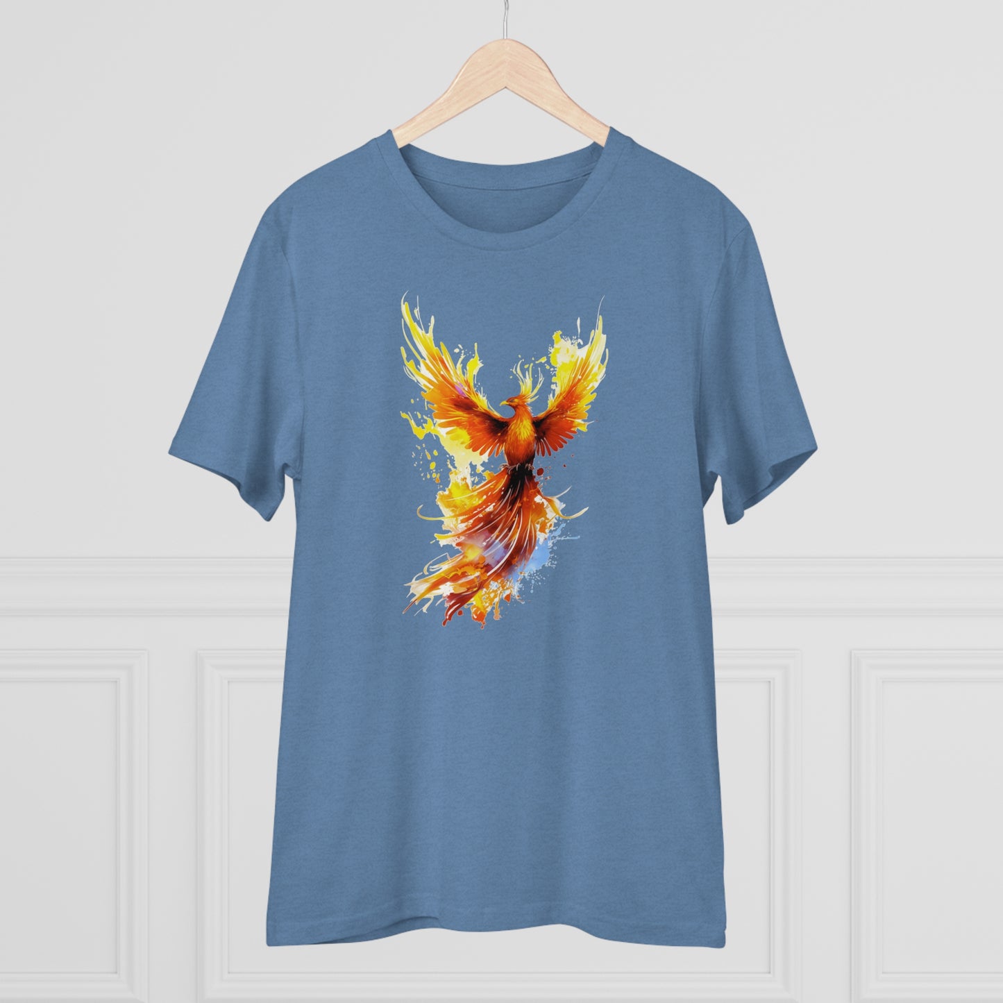 Burning Phoenix Watercolor T-Shirt - Unisex and Eco-Friendly Fashion with a Fiery Twist