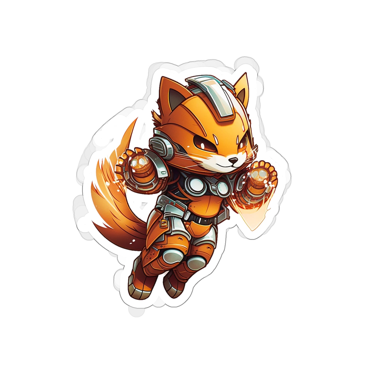 Sweet and Heroic Fox / Firefox in battle suit Sticker - Ready to Defend Its Friends