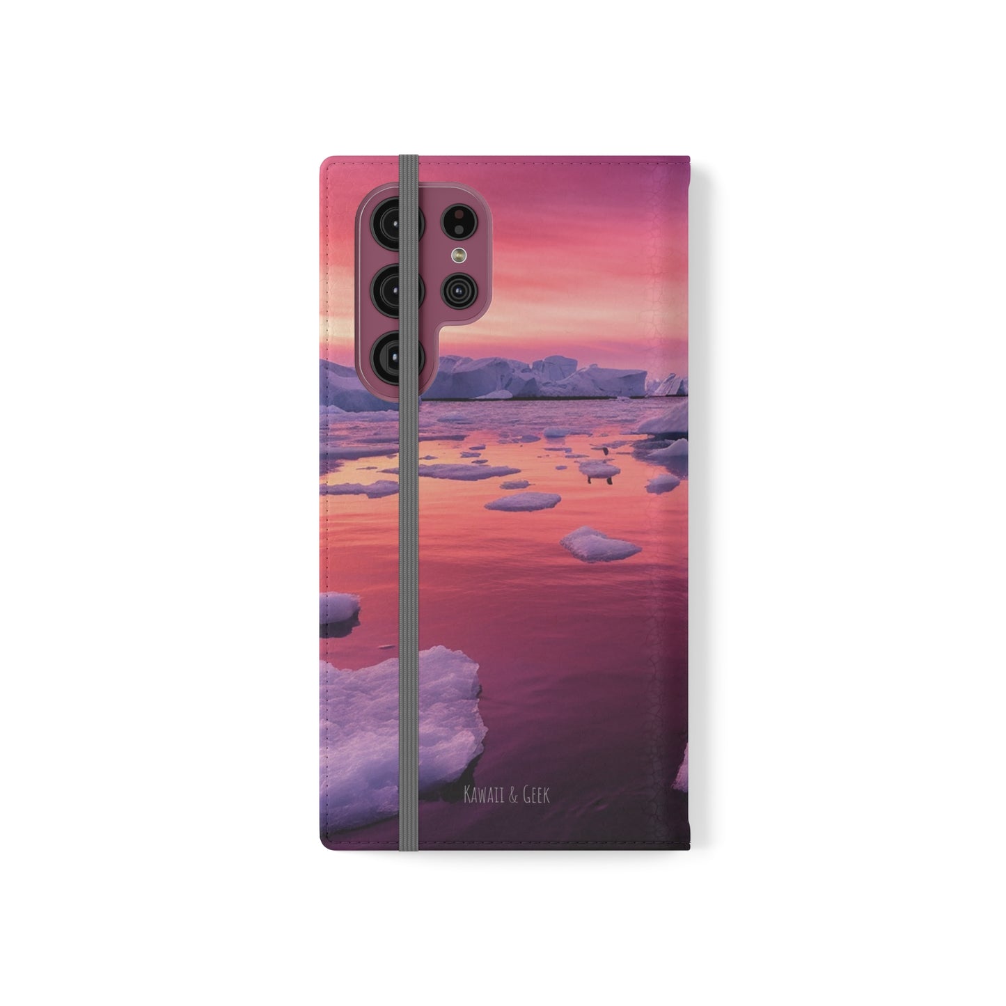 Pinky Arctic Landscape at Sunset Flip Phone Case - Capture the Serenity of Nature on Your Device