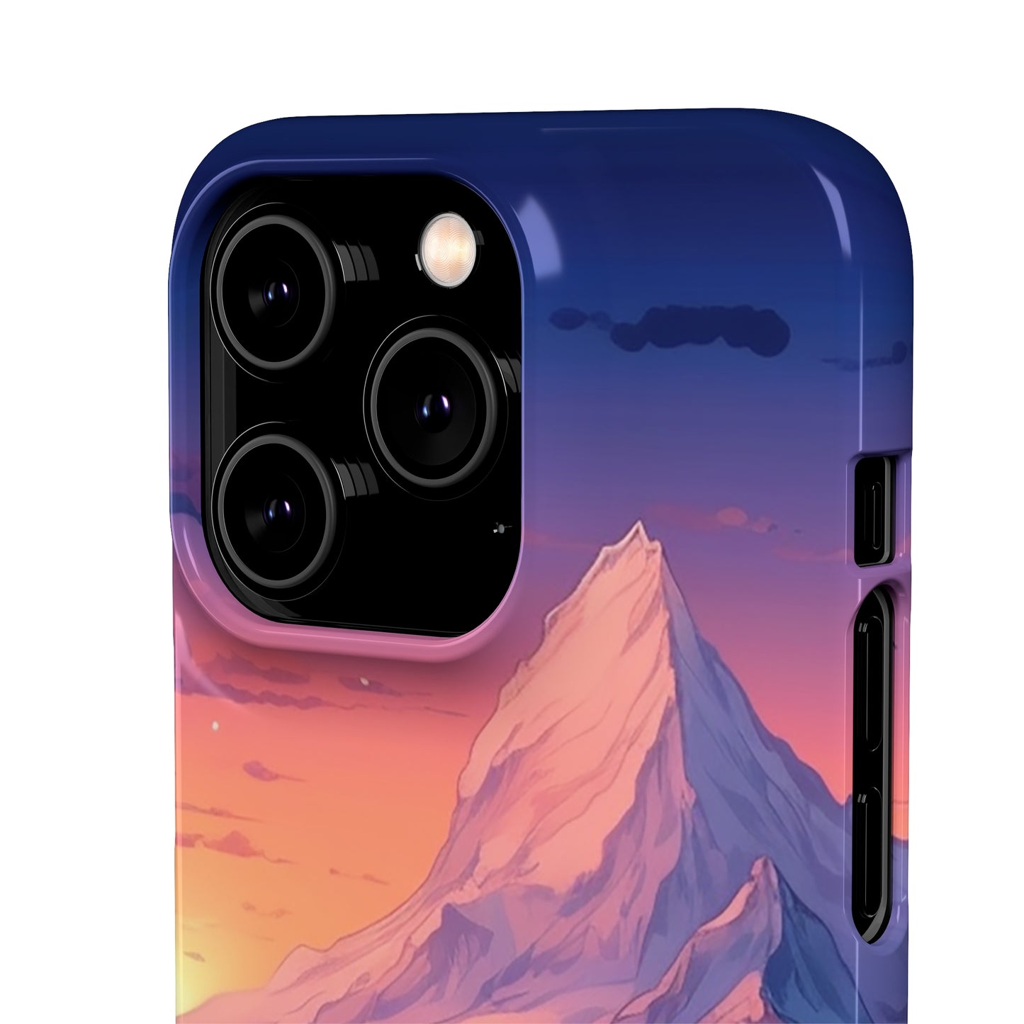 Snowy Mountain Landscape Sunset Phone Case - Discover Serenity with a Charming Mountain Village