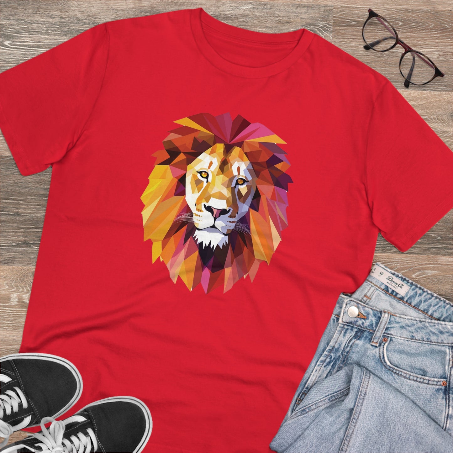 Lion Polygonal T-Shirt - Embrace Majestic Roar