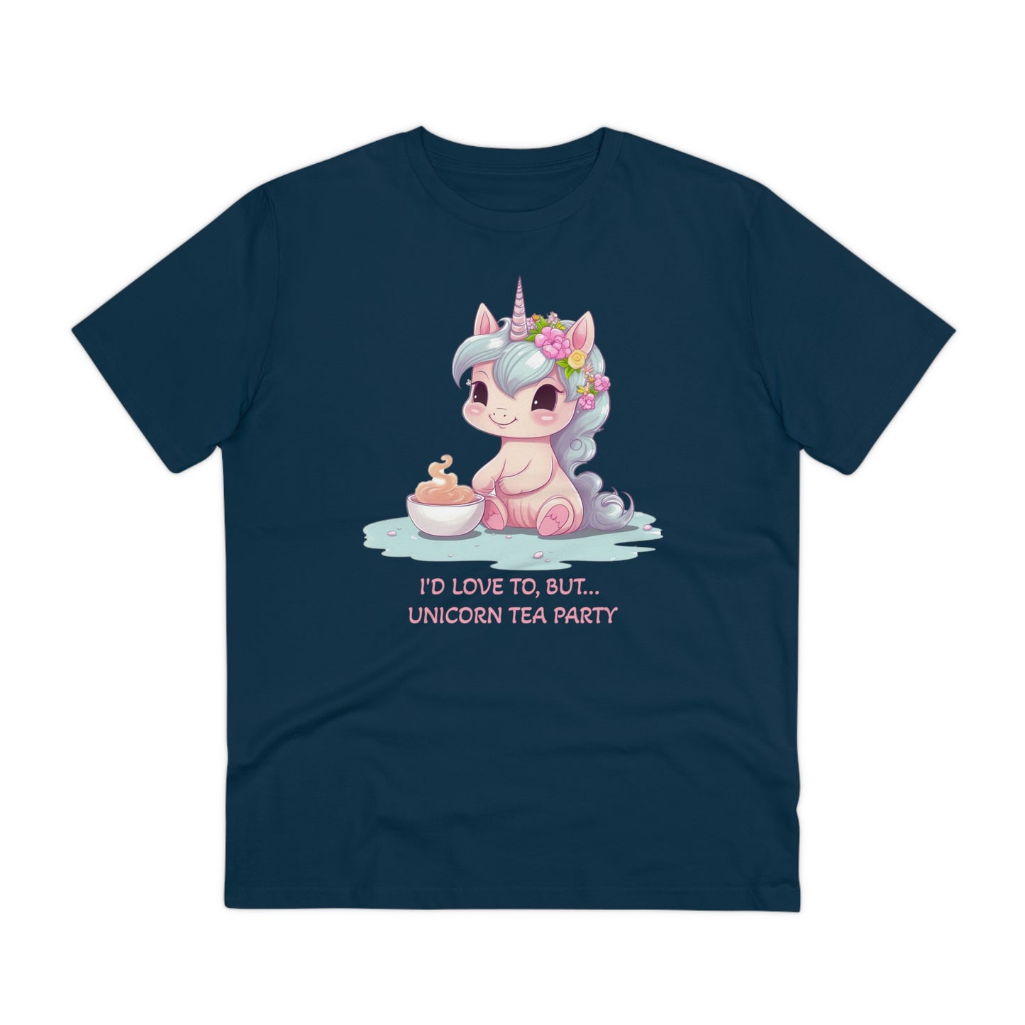 Cute Unicorn Tea Party T-Shirt - Unisex and Eco-Friendly with Whimsical Charm