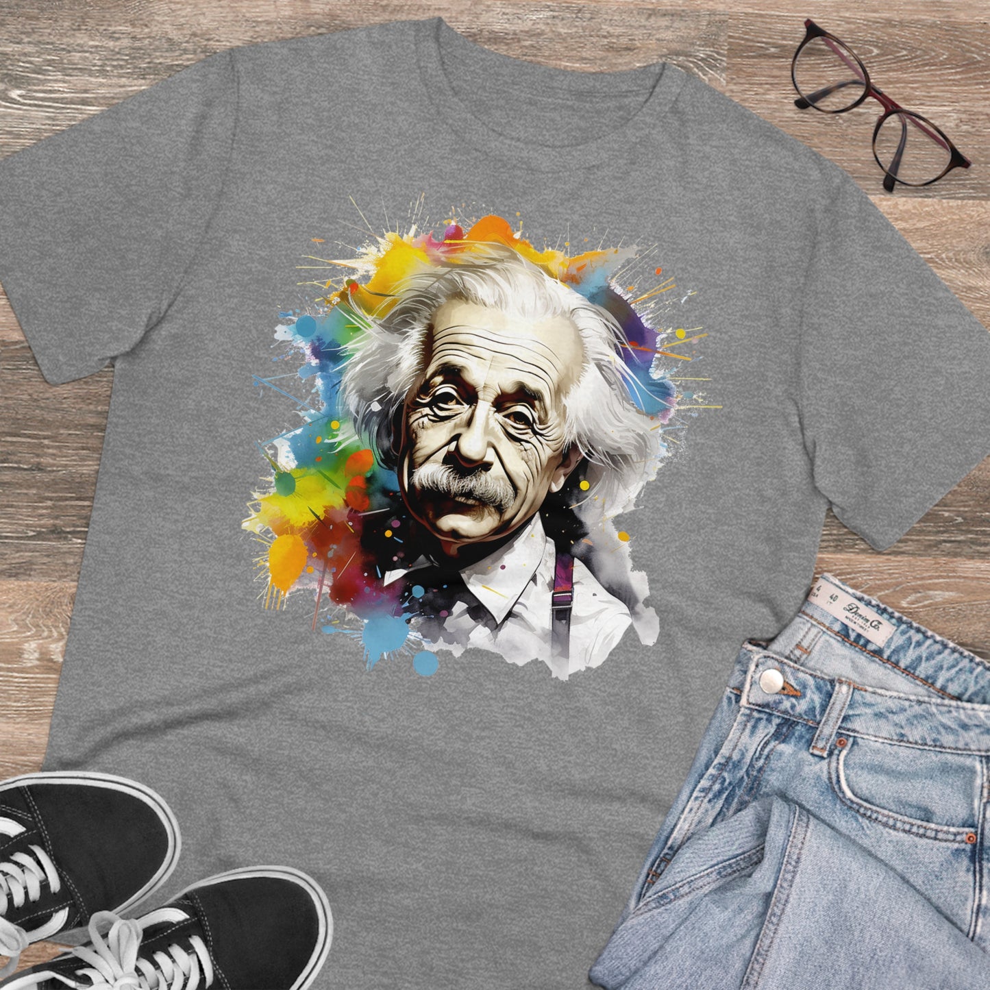 Albert Einstein Eco-friendly T-shirt : Watercolor Essence