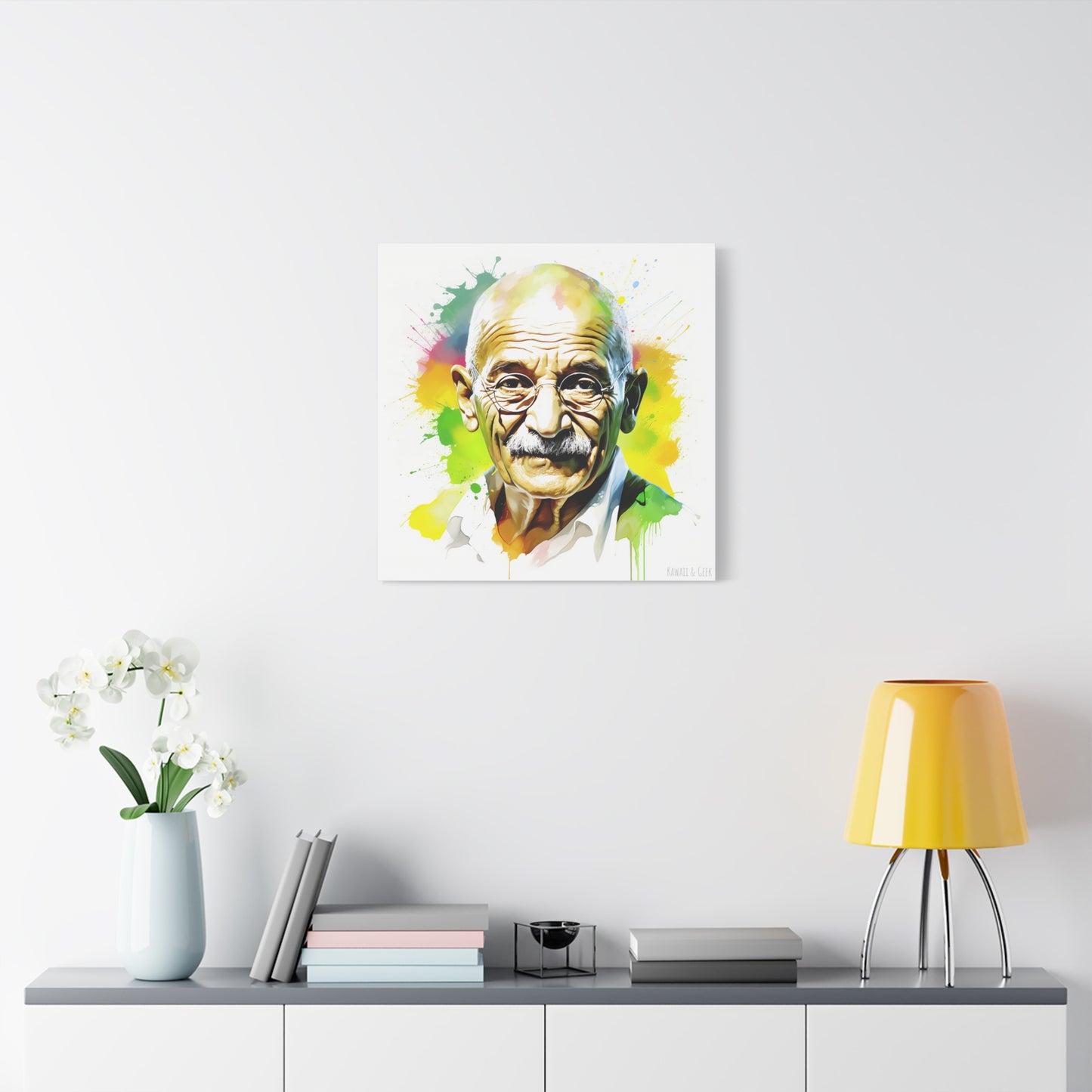 Gandhi Watercolor Tribute Cotton Canvas